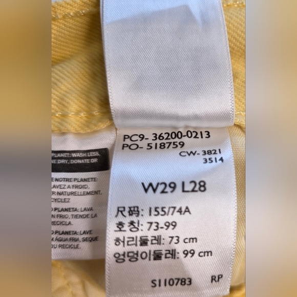 Levis 501s Yellow, White Tag Retro Cropped. In good condition, 29 waist - Picture 9 of 12